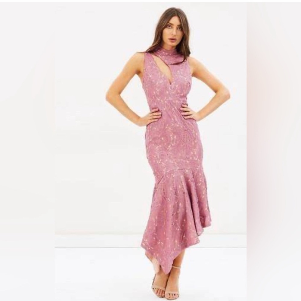 LA MAISON TALULAH FOUNDATION LACE MIDI DRESS‎ IN TEAROSE SIZE large - $350